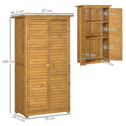 Wooden Garden Storage Shed with 3-Tier Shelves and Asphalt Roof - Natural