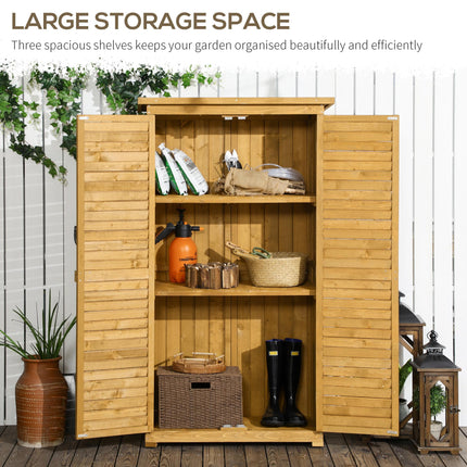 Wooden Garden Storage Shed with 3-Tier Shelves and Asphalt Roof - Natural