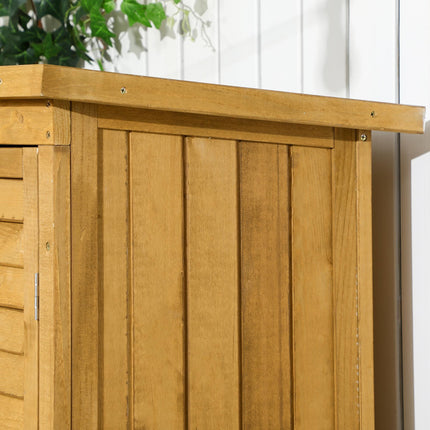 Wooden Garden Storage Shed with 3-Tier Shelves and Asphalt Roof - Natural