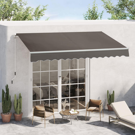 Manual Window Awning Canopy 295x200cm with Aluminium Frame - Grey