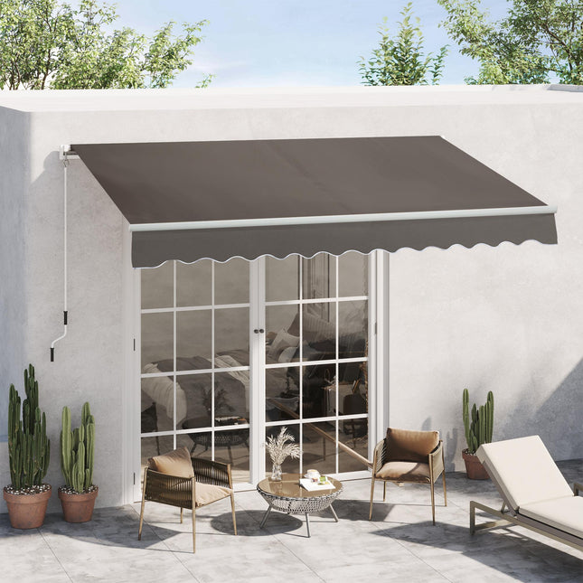 Manual Window Awning Canopy 295x200cm with Aluminium Frame - Grey