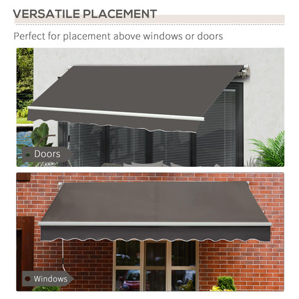 Manual Window Awning Canopy 295x200cm with Aluminium Frame - Grey
