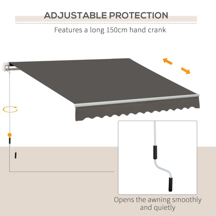 Manual Window Awning Canopy 295x200cm with Aluminium Frame - Grey