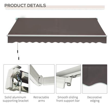 Manual Window Awning Canopy 295x200cm with Aluminium Frame - Grey