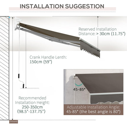 Manual Window Awning Canopy 295x200cm with Aluminium Frame - Grey