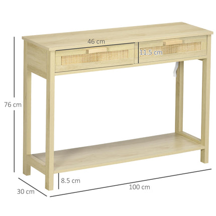 Console Sofa Table with Storage Shelf and Drawer for Hallway Entryway Living Room Bedroom - Natural