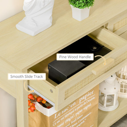 Console Sofa Table with Storage Shelf and Drawer for Hallway Entryway Living Room Bedroom - Natural