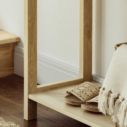 Console Sofa Table with Storage Shelf and Drawer for Hallway Entryway Living Room Bedroom - Natural