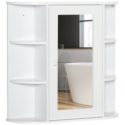 Wall Mounted Bathroom Mirror Cabinet with Spacious Storage - White