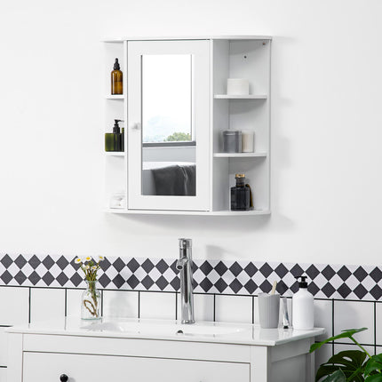 Wall Mounted Bathroom Mirror Cabinet with Spacious Storage - White
