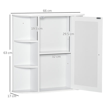 Wall Mounted Bathroom Mirror Cabinet with Spacious Storage - White