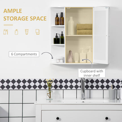 Wall Mounted Bathroom Mirror Cabinet with Spacious Storage - White
