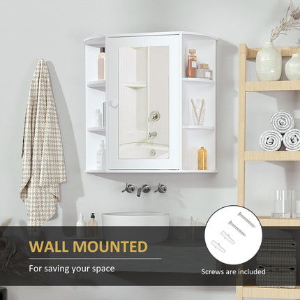 Wall Mounted Bathroom Mirror Cabinet with Spacious Storage - White