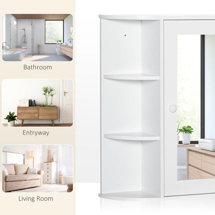 Wall Mounted Bathroom Mirror Cabinet with Spacious Storage - White