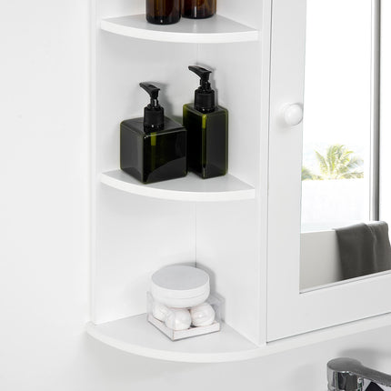 Wall Mounted Bathroom Mirror Cabinet with Spacious Storage - White