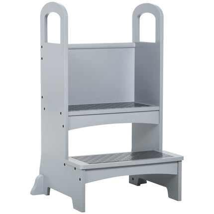Kitchen Helper 2-Step Stool with Handles for Kids and Toddlers - Grey
