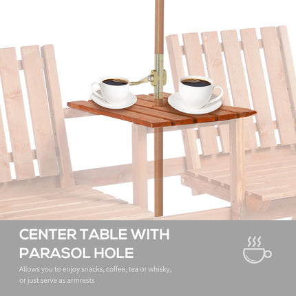 2 Piece Fir Wood Garden Bench and Table Set with Parasol Hole - Orange