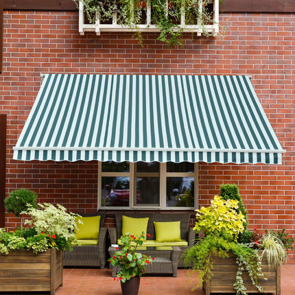 Retractable Garden Patio Awning Canopy 295x250cm - Green White