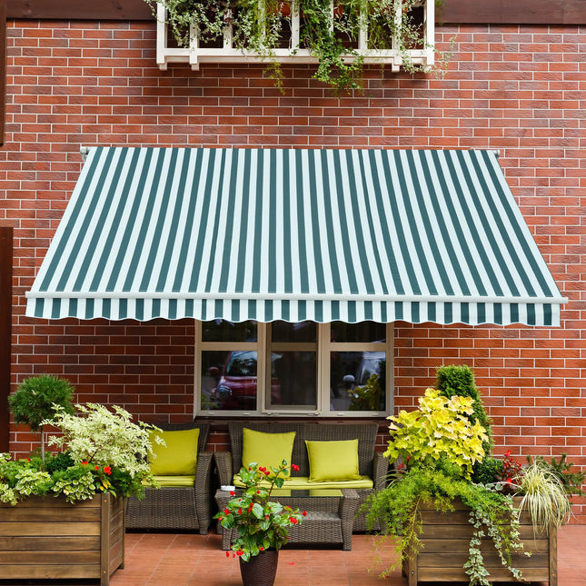 Retractable Garden Patio Awning Canopy 295x250cm - Green White