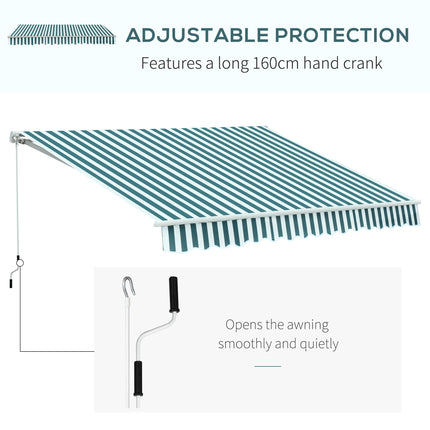 Retractable Garden Patio Awning Canopy 295x250cm - Green White