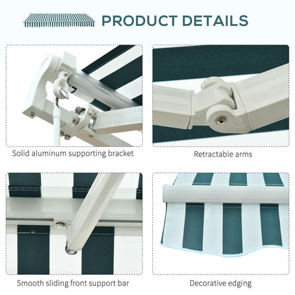 Retractable Garden Patio Awning Canopy 295x250cm - Green White