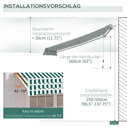 Retractable Garden Patio Awning Canopy 295x250cm - Green White