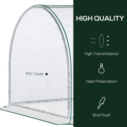 Tunnel Greenhouse 250x100x80cm Steel Frame with PVC Cover - Transparent