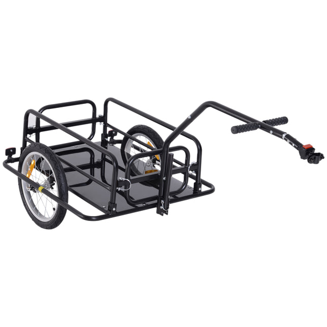 Bike Cargo Trailer with Hitch for Bicycle Luggage and Camping Storage Cart - Black