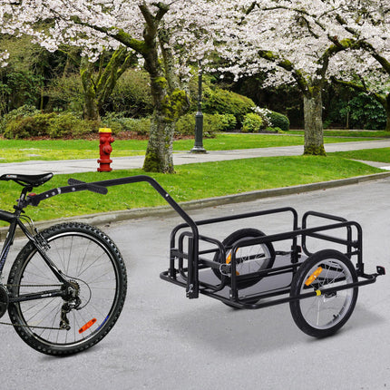 Bike Cargo Trailer with Hitch for Bicycle Luggage and Camping Storage Cart - Black