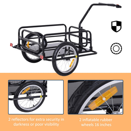 Bike Cargo Trailer with Hitch for Bicycle Luggage and Camping Storage Cart - Black