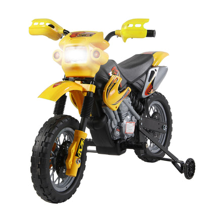 Kids Electric Ride-On Motorbike 6V Battery Scooter with Training Wheels - Yellow