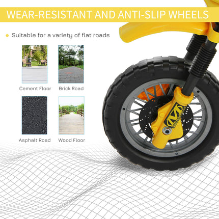 Kids Electric Ride-On Motorbike 6V Battery Scooter with Training Wheels - Yellow