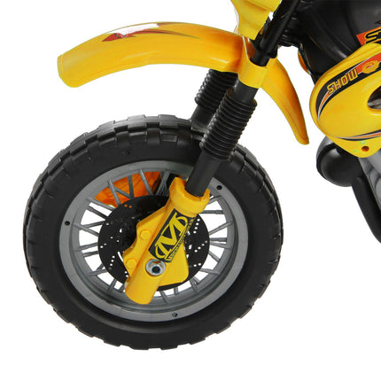 Kids Electric Ride-On Motorbike 6V Battery Scooter with Training Wheels - Yellow