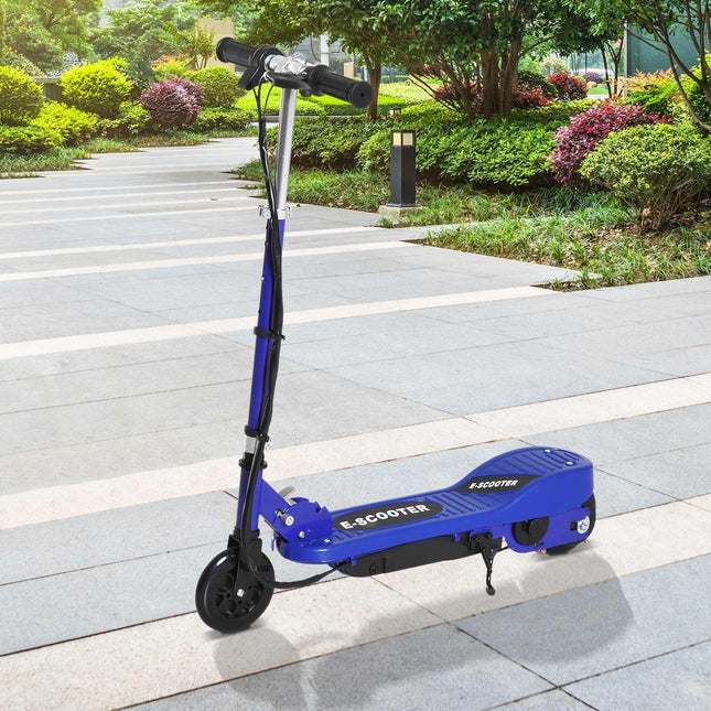 Kids Folding Electric Bike & E Scooter with 2x12V Rechargeable Battery 120W Adjustable Height PU Wheels 7-14 yrs - Blue
