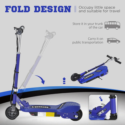 Kids Folding Electric Bike & E Scooter with 2x12V Rechargeable Battery 120W Adjustable Height PU Wheels 7-14 yrs - Blue