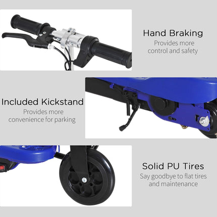 Kids Folding Electric Bike & E Scooter with 2x12V Rechargeable Battery 120W Adjustable Height PU Wheels 7-14 yrs - Blue