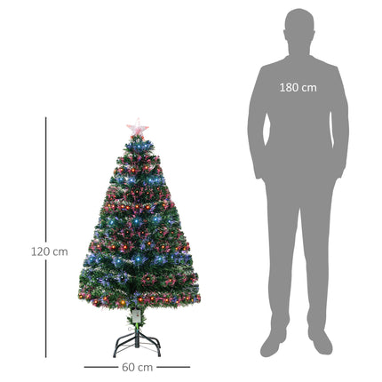 4ft Pre-Lit Artificial Christmas Tree with Multi-Coloured Fiber Optic LED Lights - Green