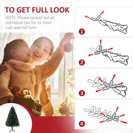 4ft Pre-Lit Artificial Christmas Tree with Multi-Coloured Fiber Optic LED Lights - Green