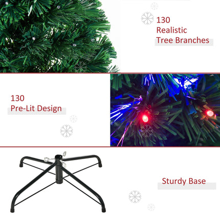 4ft Pre-Lit Artificial Christmas Tree with Multi-Coloured Fiber Optic LED Lights - Green