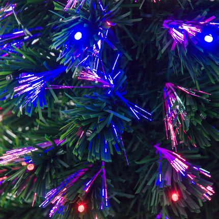 4ft Pre-Lit Artificial Christmas Tree with Multi-Coloured Fiber Optic LED Lights - Green