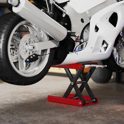 Manual Steel Motorcycle Repair Lift Platform - Red