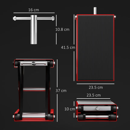 Manual Steel Motorcycle Repair Lift Platform - Red