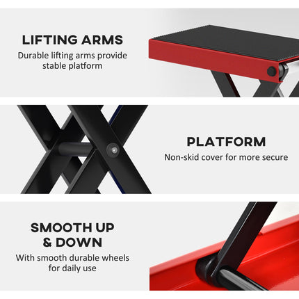 Manual Steel Motorcycle Repair Lift Platform - Red