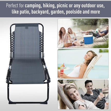 Folding Sun Lounger with 4-Position Adjustable Back for Beach, Garden, Camping - Grey