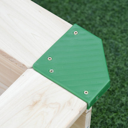 Kids Wooden Sandpit with Adjustable Canopy and Bench Seat - Natural Wood