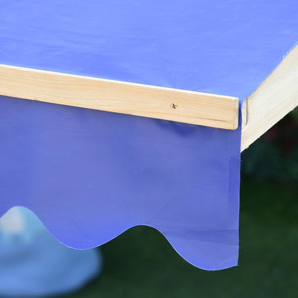 Kids Wooden Sandpit with Adjustable Canopy and Bench Seat - Natural Wood