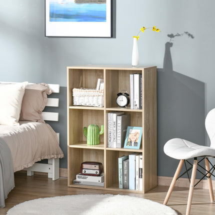 Six-Cube Oak Wood Effect Bookcase - Oak Tone