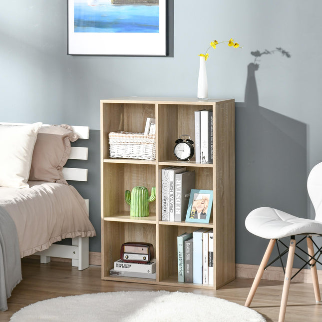 Six-Cube Oak Wood Effect Bookcase - Oak Tone