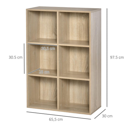 Six-Cube Oak Wood Effect Bookcase - Oak Tone