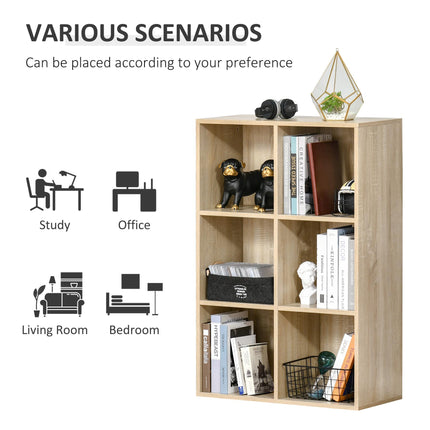 Six-Cube Oak Wood Effect Bookcase - Oak Tone